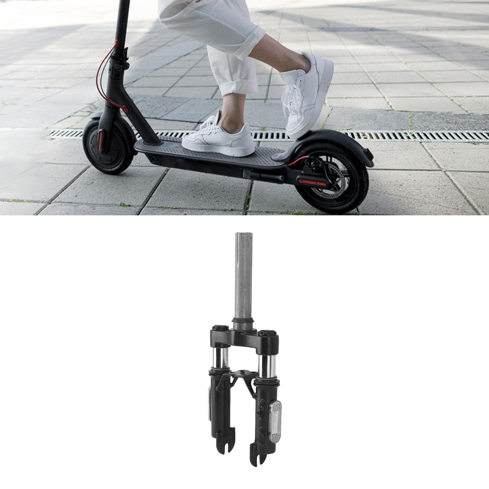 Dilwe Amortisseurs Avant, Kit de Suspension de Fourche Réglable en Acier Inoxydable pour Remplacement de Support de Scooter électrique