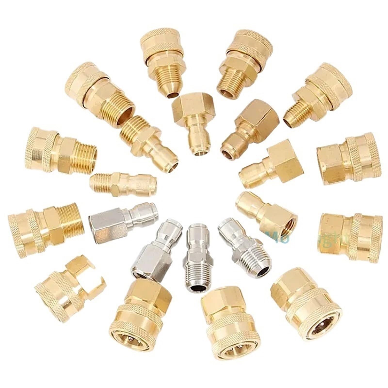 Conector rápido de alta presión de 1/10.2 cm 3/20.3 cm 1/5.1 cm adaptador de arandela de coche, pistola de agua, acopladores hidráulicos para riego de jardín (3l8 hembra-M (latón))