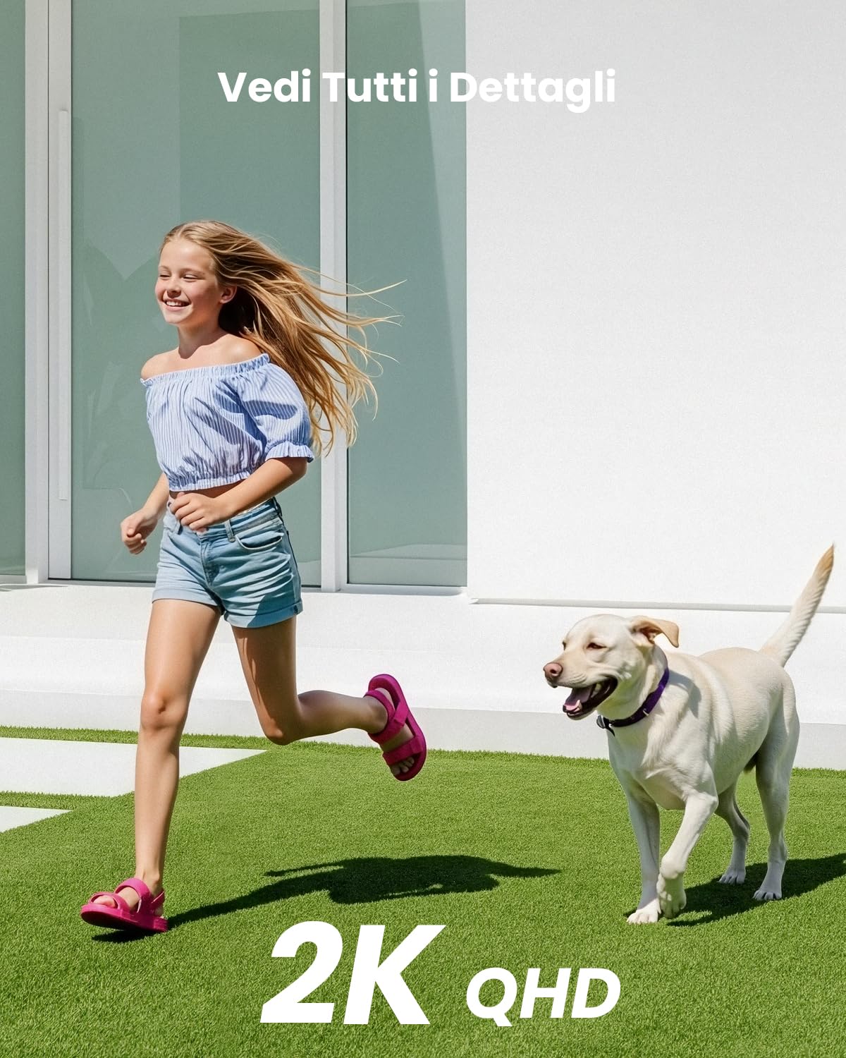 2K Telecamera WiFi Esterno Senza Fili Solare, Installazione Flessibile Videocamera Sorveglianza Esterno con Batteria, 3MP Visione Notturna a Colori, 360° PTZ, Rilevamento PIR, 2.4GHz, IP65