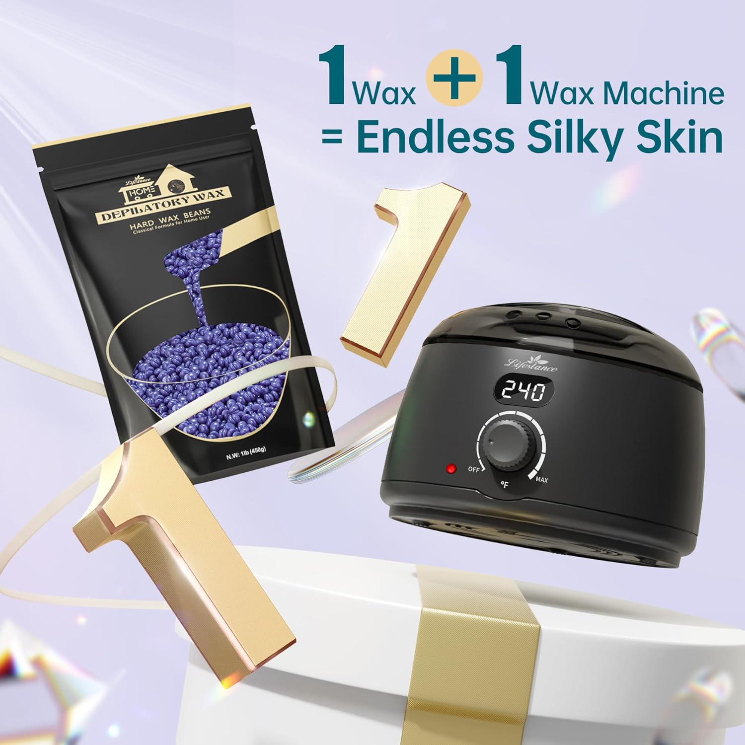 Lifestance L2 Digital Wax Warmer Hair Removal Kit + 1LB Lavender Wax Beads