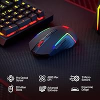Vista 3 de Redragon S142 Combo de teclado y mouse inalámbricos para juegos, teclado de membrana RGB K515 PRO de 98 teclas y mouse inalámbrico de 4800 DPI