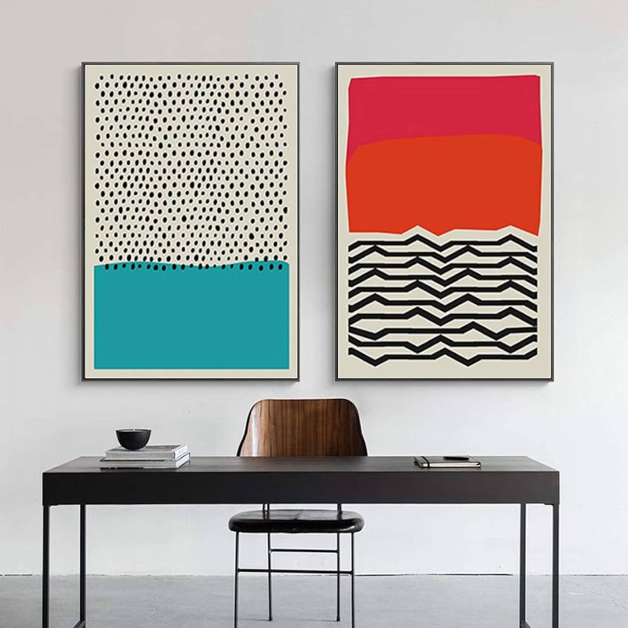 Amazon｜モダンカラフルな赤青抽象的な幾何学的な壁アート