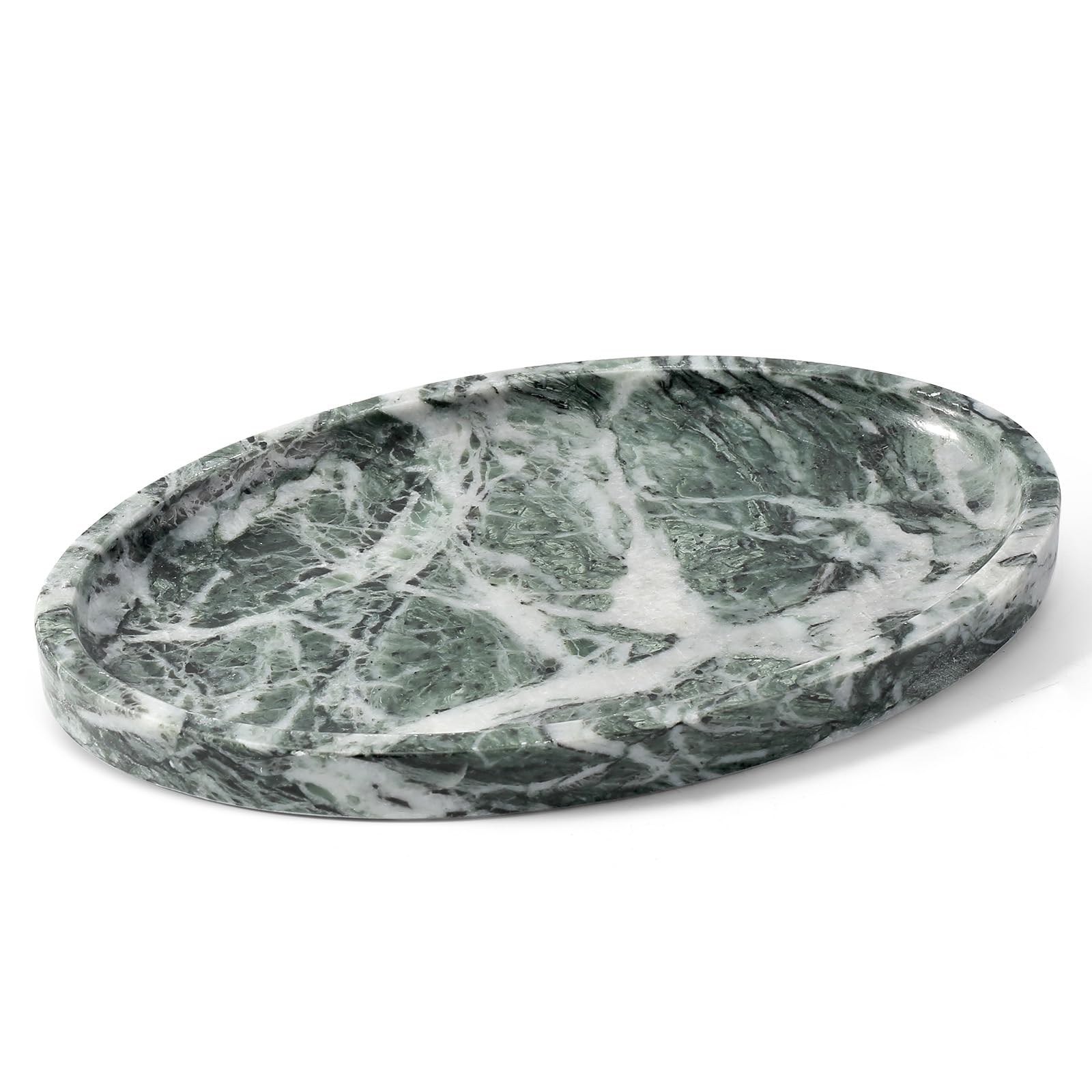 Koville Natural Marble Tray, Vanity Decorative Oval Marble Tray for Home, Countertop Organizer, Catchall Tray for Perfume, Candles, Jewelry