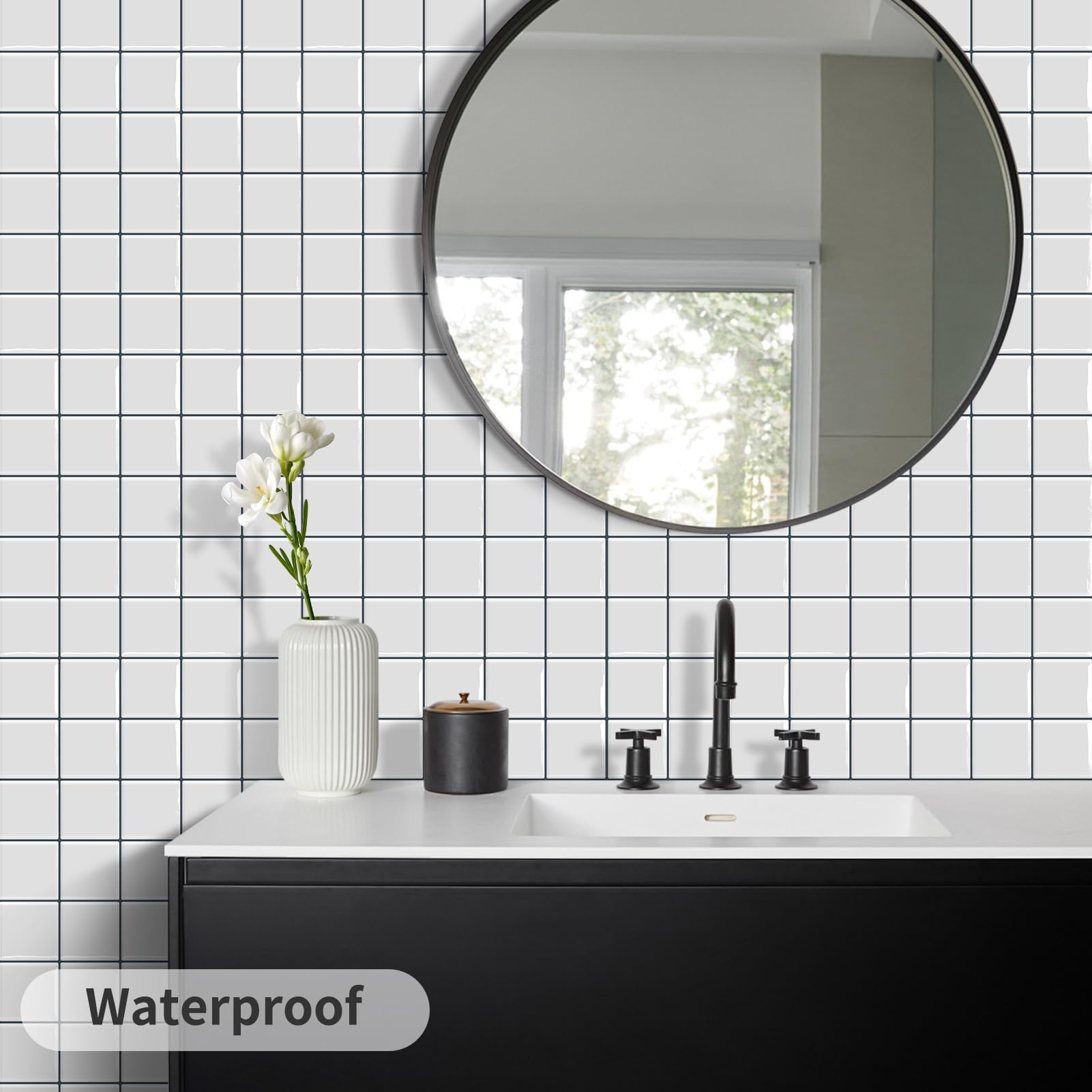 DEWOO Piastrelle Autoadesive Con Cristalli 3D: Effetto Metropolitana Bianco Per Pareti Cucina E Bagno (10 Fogli, 30,5x30,5 Cm)