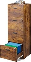 DEVAISE 4-Drawer Locking Vertical File Cabinet - Wood Organizer for A4/Letter Files, Rustic Brown Home Office Storage