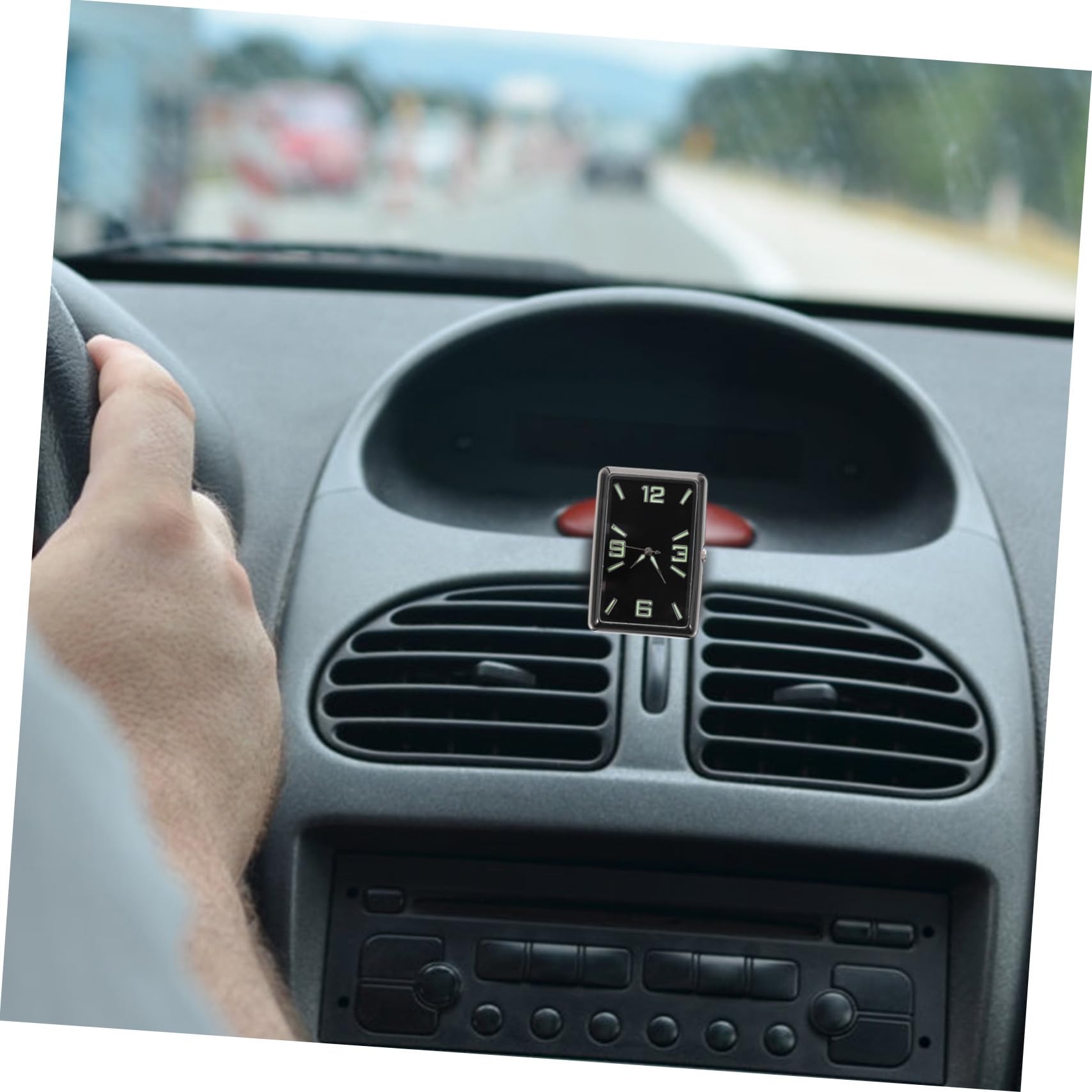 Reloj Analógico de Coche Cuadrado, Adorno para Tablero Negro