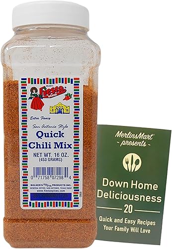 Bolner's Fiesta Extra Fancy Quick Chili Mix Plus paquete de libro de recetas (16 onzas)
