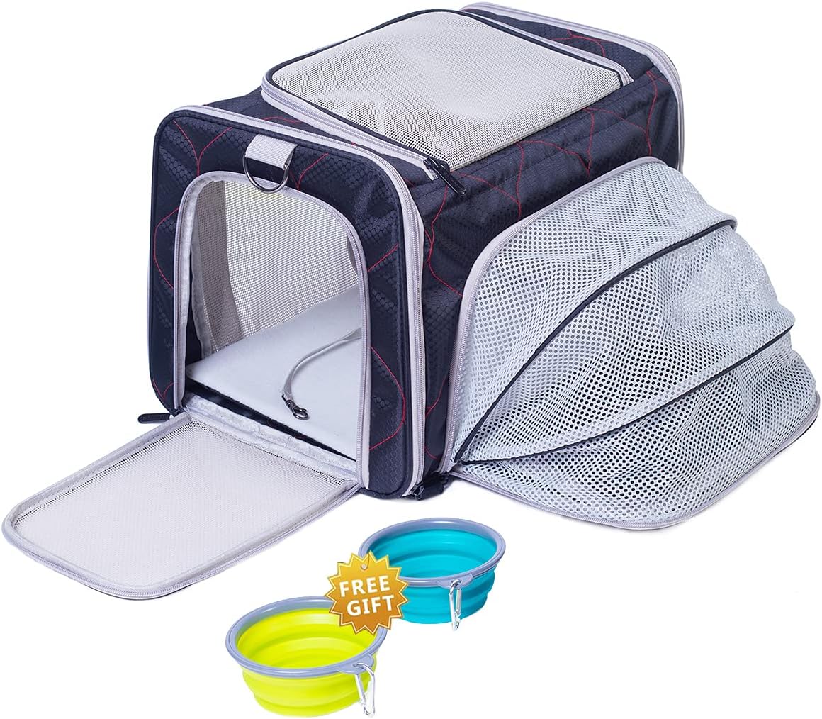 Expandable Cat Carrier, Soft Sided Pet Carrier for Cats Small Dogs Puppies up to 15 Ponds, Airline Approved Small Dog Carrier,…