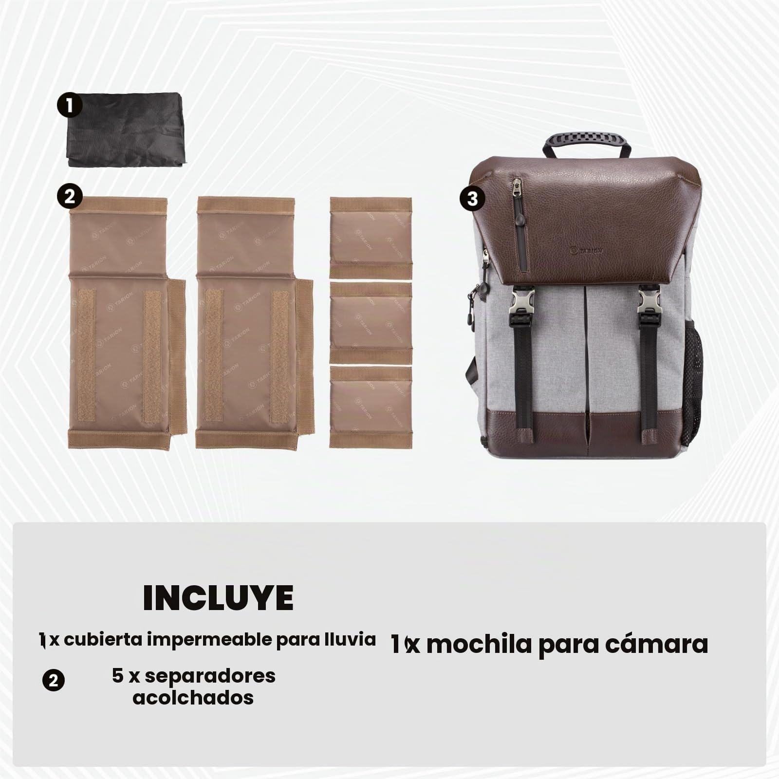 TARION Mochila para cámara con trípode y tableta con cubierta impermeable para lluvia