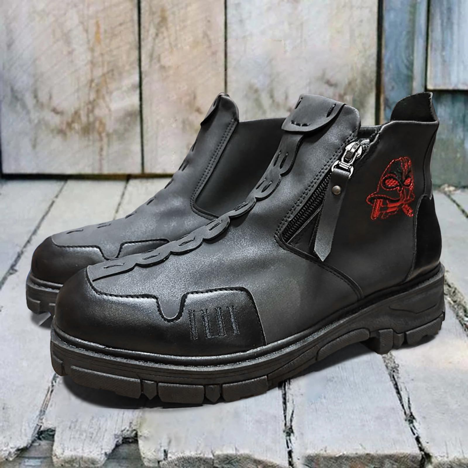 Botas Europeas y Americanas para Hombre, Botines con Cremallera Lateral Grande, otoño e Invierno, Antideslizantes, cómodas y Elegantes
