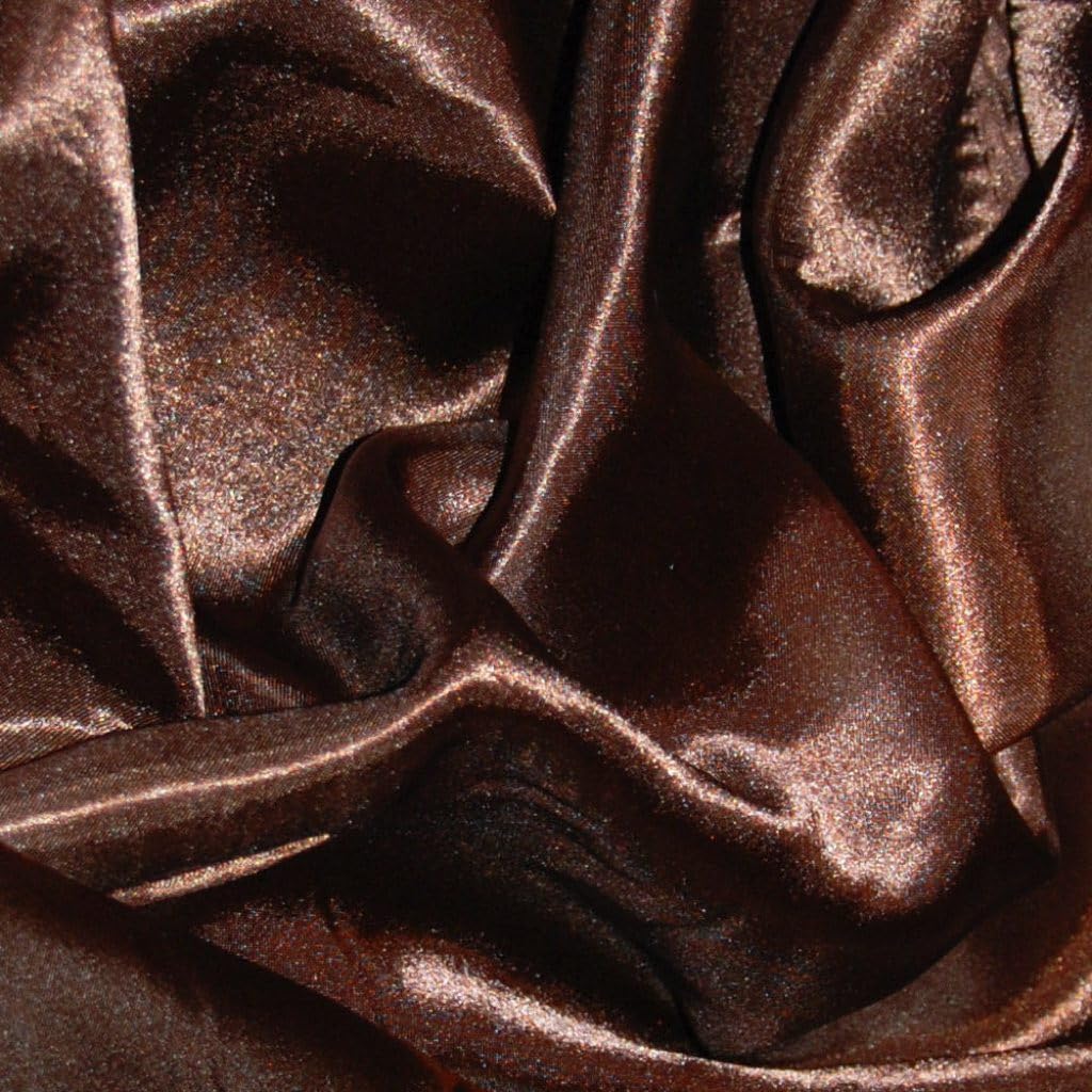 CQL Satin Fabric by The Metre – 60 Inch Wide Satin Roll for Wedding Dresses, Bespoke Tailoring & Decoration Projects – Soft, Smooth, Silk-Like Finish(Brown,25 Metre)