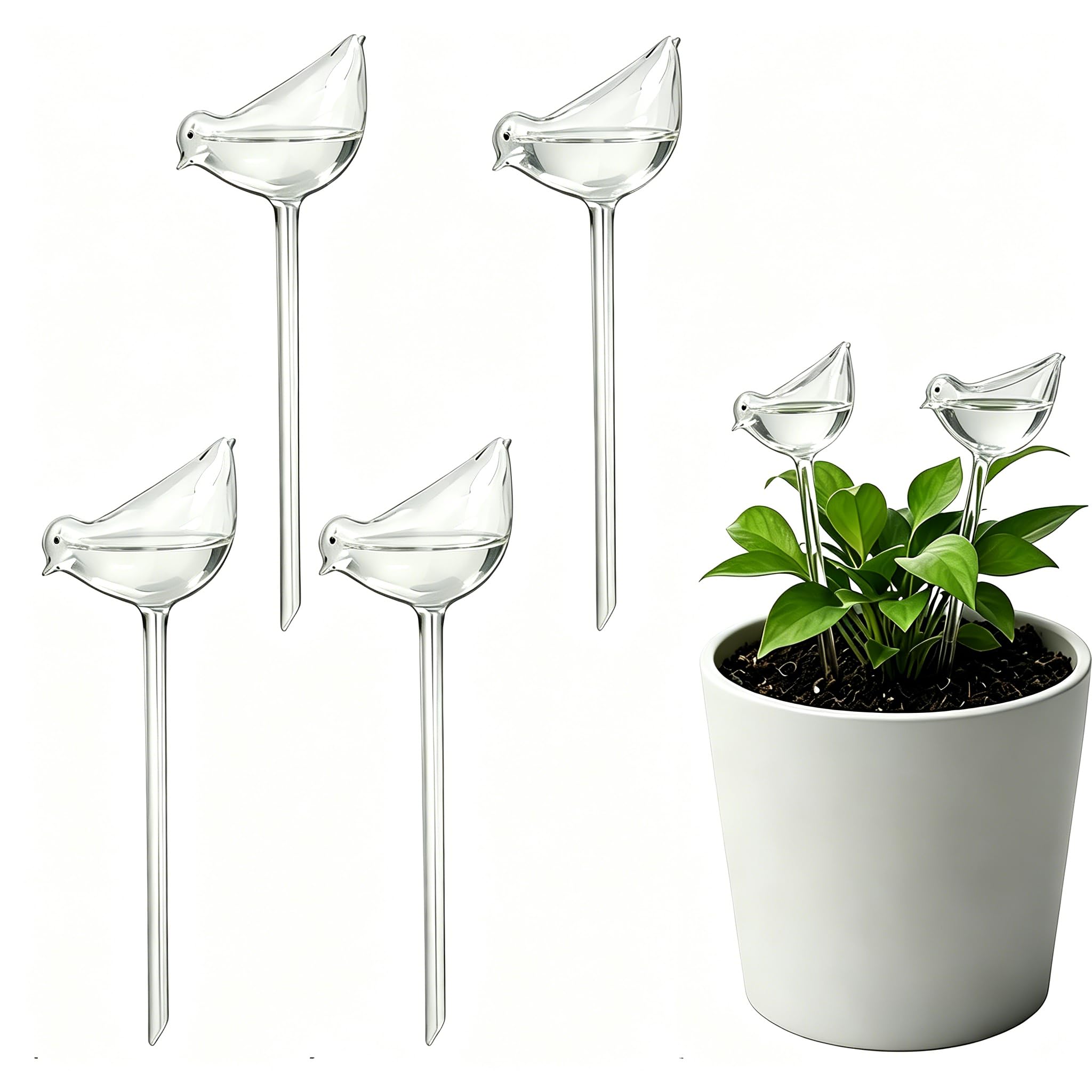 4 Pcs Plant Watering Globes, Self Watering Plant Spikes, Self-Watering Plant Feeders Drip Water System, Water Plants While Away for Indoor Outdoor Plants