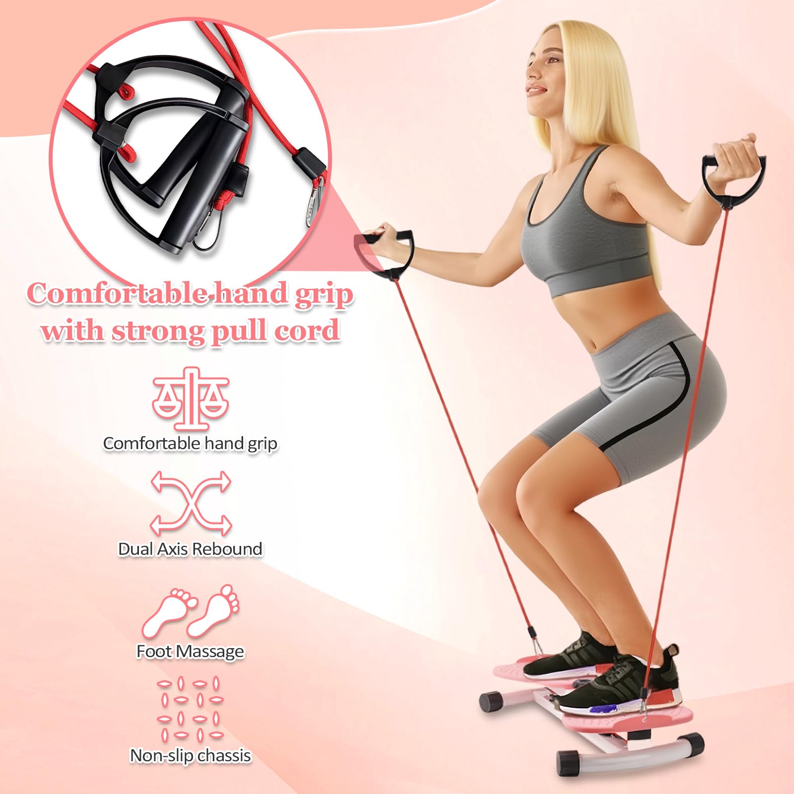 Twist Disque de Taille avec Corde de Traction, Disque de Torsion Fitness pour les Femmes Appareil Taille, Exercices pour les Hanches Abdominaux Entraîneur pour Entraînement à Domicile