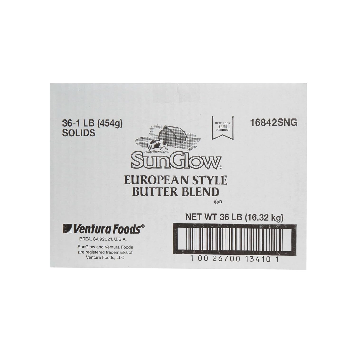 Ventura Foods SunGlow European Style Butter Blend Margarine, 1 Pound -- 36 per case.