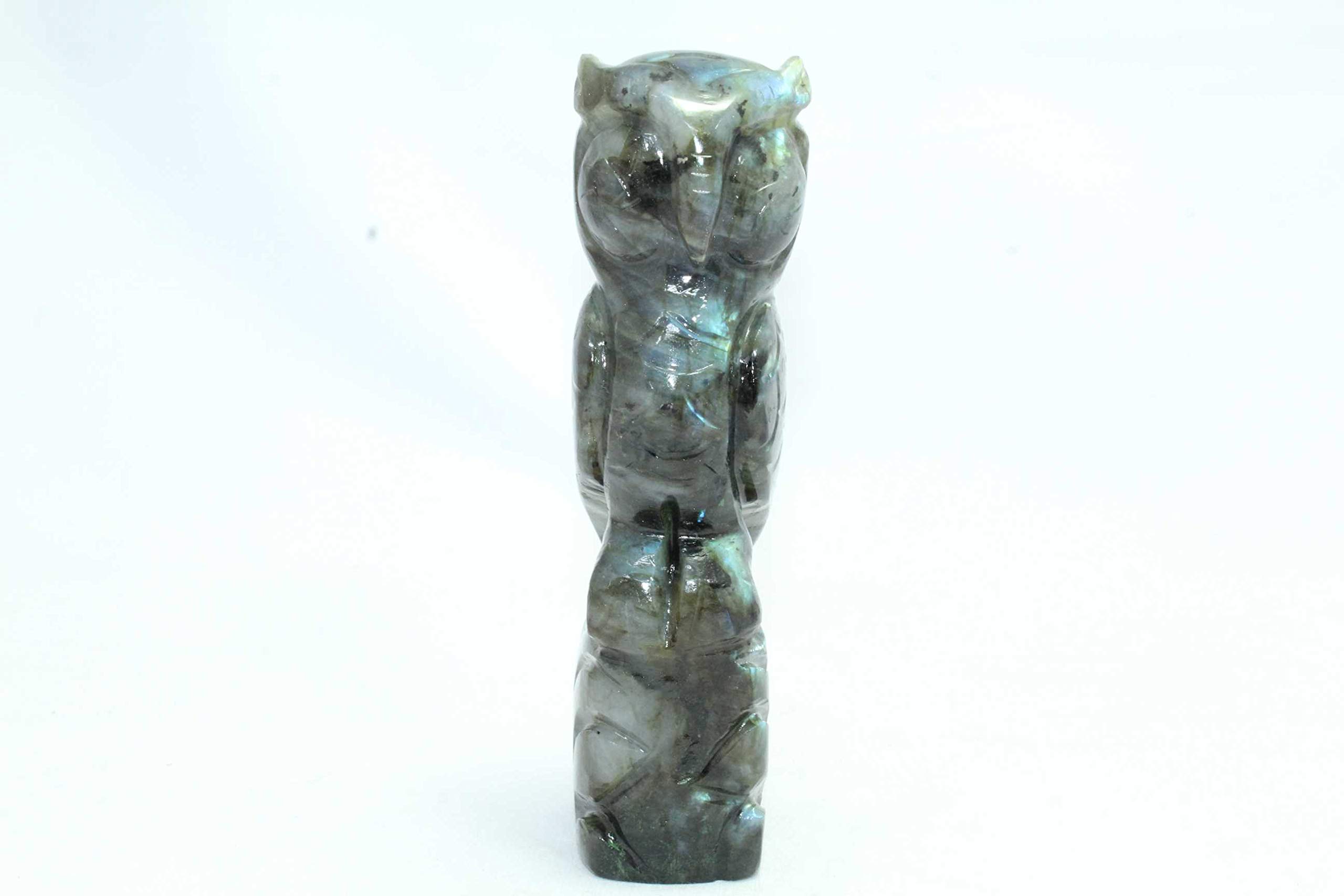 Figurine hibou en labradorite naturelle objet de décoration minéral