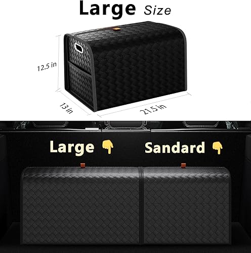 Miniatura 2 de GMQ Organizador de almacenamiento para automóvil, organizador de maletero de cuero con almacenamiento plegable, gran capacidad para SUV, camión, MPV