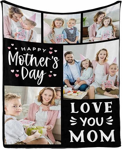 Miniatura 2 de D-Story Mantas ideas de regalo súper suaves con mis propias fotos, idea de regalo para madre para mamá, manta de franela personalizada, 80 x 60