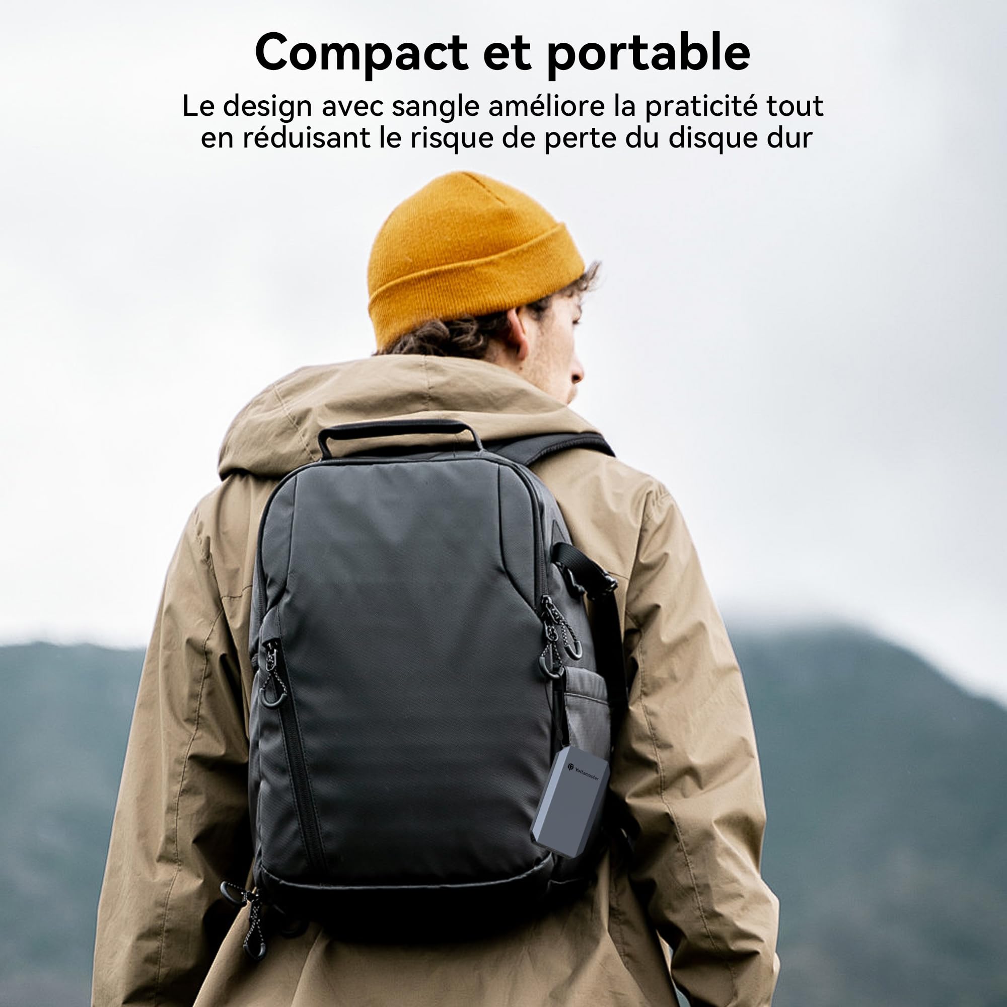 Yottamaster 1TB SSD Externe, Jusqu'à 2000MB/s USB 3.2 Gen 2 x 2, 2-en-1 câble USB-C/A avec Dragonne Prise en Charge 4K ProRes Compatible avec iPhone 17/16 Pro Max, Smartphone, Tablette, Portable
