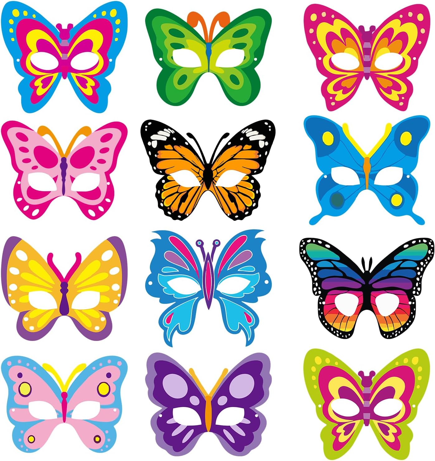 ZYOZIQUE 12 Piece Butterfly Theme Birthday Masks - Kids Butterfly Party Decorations