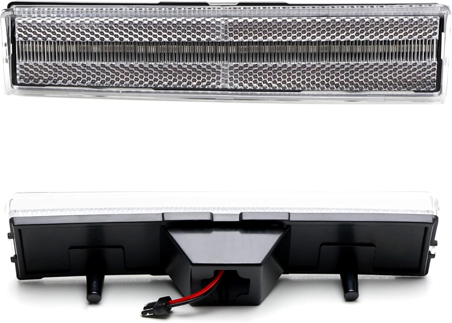 iJDMTOY Semi-Clear Lens Amber Full LED Strip Front Side Marker Lights Compatible With Ford 1980-1986 Bronco F150 F250 F350, Powered by 50-SMD LED, Replace OEM Amber Sidemarkers