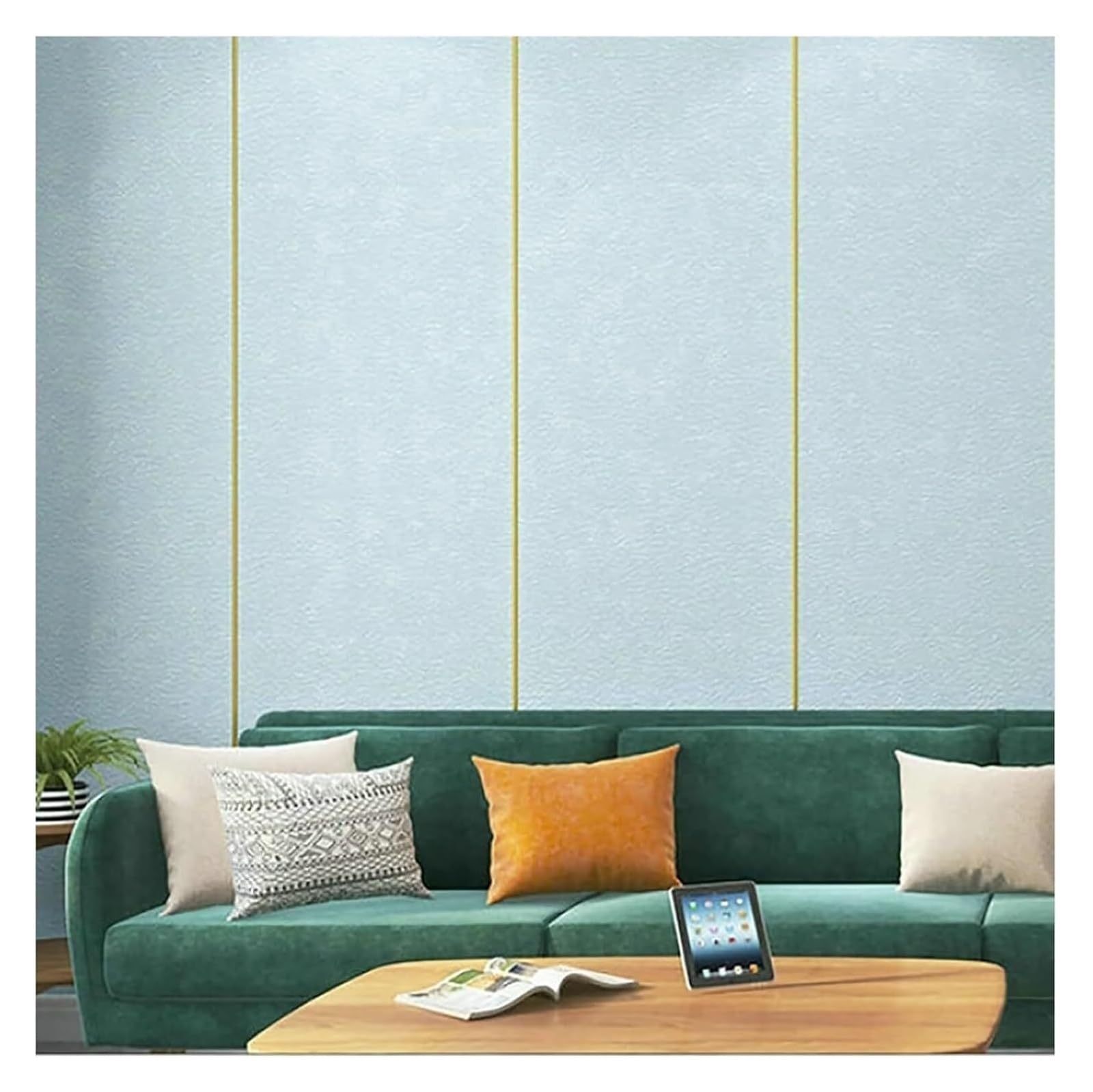 Cvhfhjtg Grün Self Adhesive Wallpaper, Anti-Collision Wall Sticker,Peel And Stick Backsplash Self -Adhesive Panels,Thickened Soundproof Padded Removable Wallpaper(,5X0.5m/16.4X1.64ft)