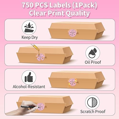 Miniatura 5 de ASprink Etiquetas adhesivas térmicas circulares rosas de 2 pulgadas, etiquetas térmicas directas redondas autoadhesivas, etiquetas adhesivas