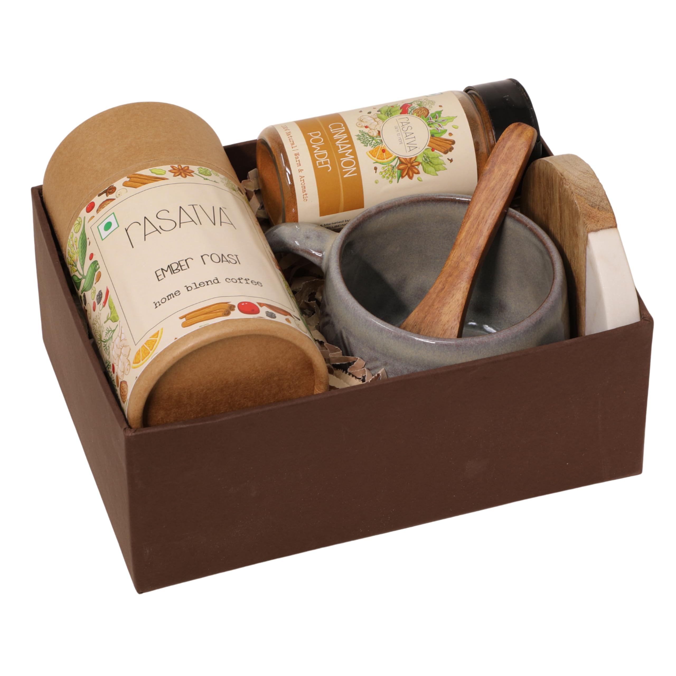 Rasatva Ember Roast Java Box - Coffee & Cinnamon | Gourmet Coffee Gift Hamper | Premium Corporate Gift for Employees | Luxurious Gift for Friends & Family on Anniversary or Festivals