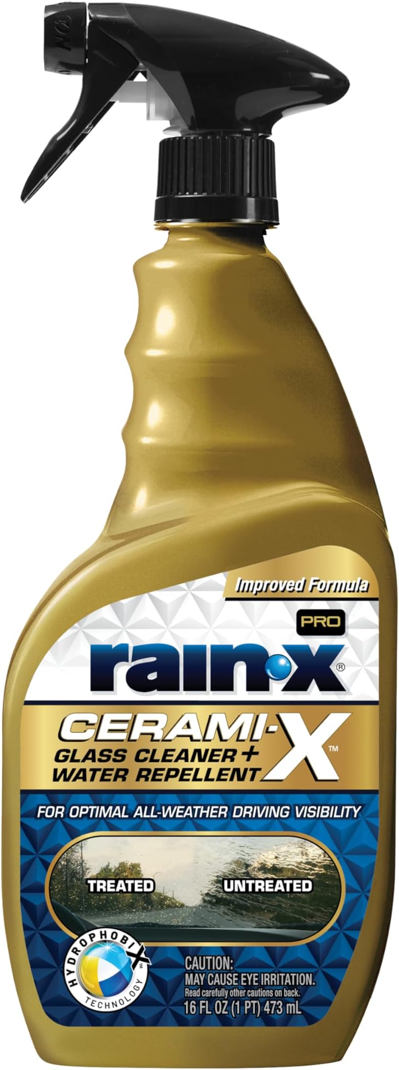 630178 Cerami-X Glass Cleaner + Water Repellent, 16oz - Cleaning Effectively While Remaining Streak Free, Protecting Against Contaminants and Stains