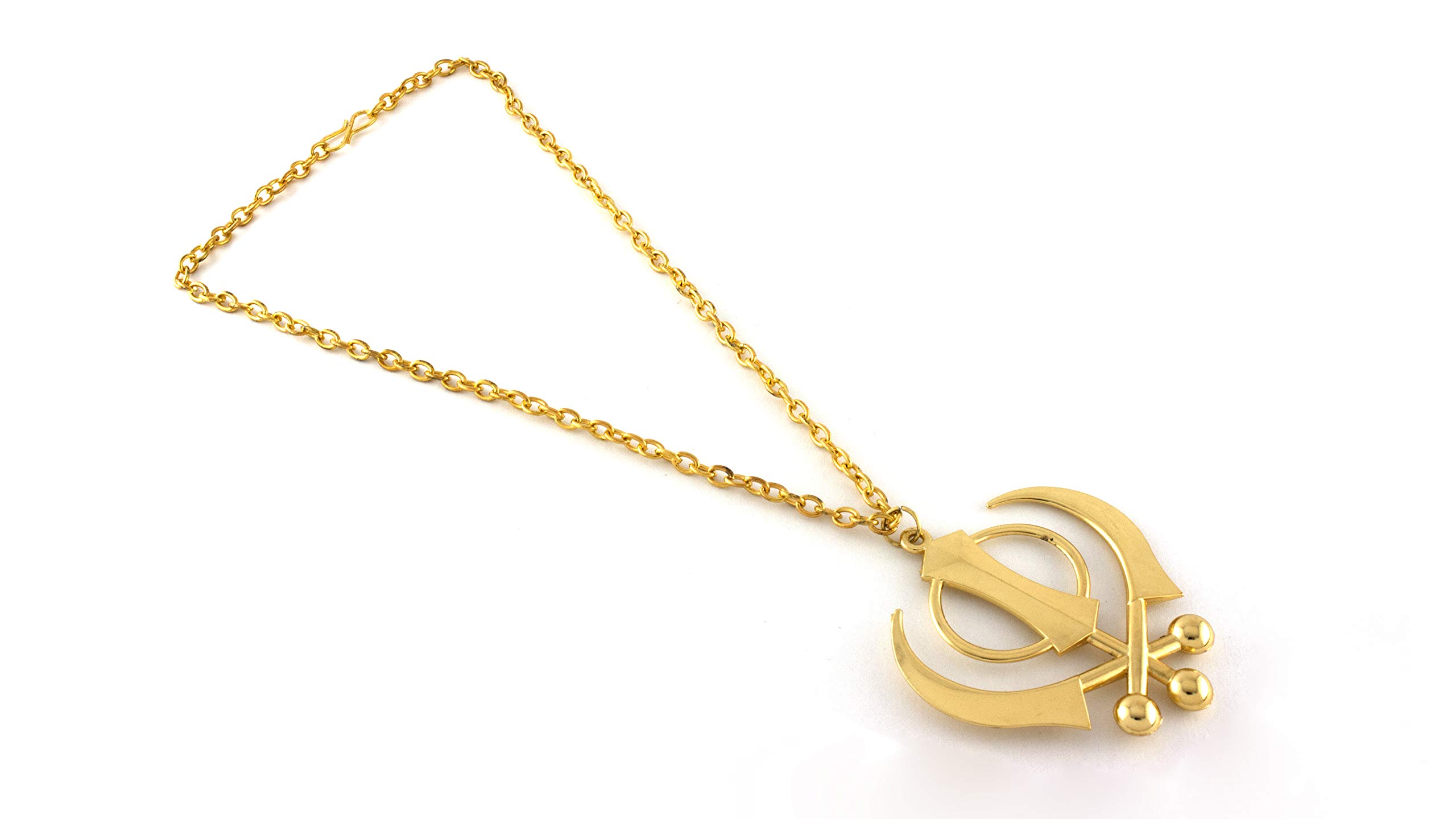 SHARAJ SAVY Khanda Pendant (Golden) | Rear View MIRRIOR Hanging TAG | FINE Punjabi Art and DÉCOR