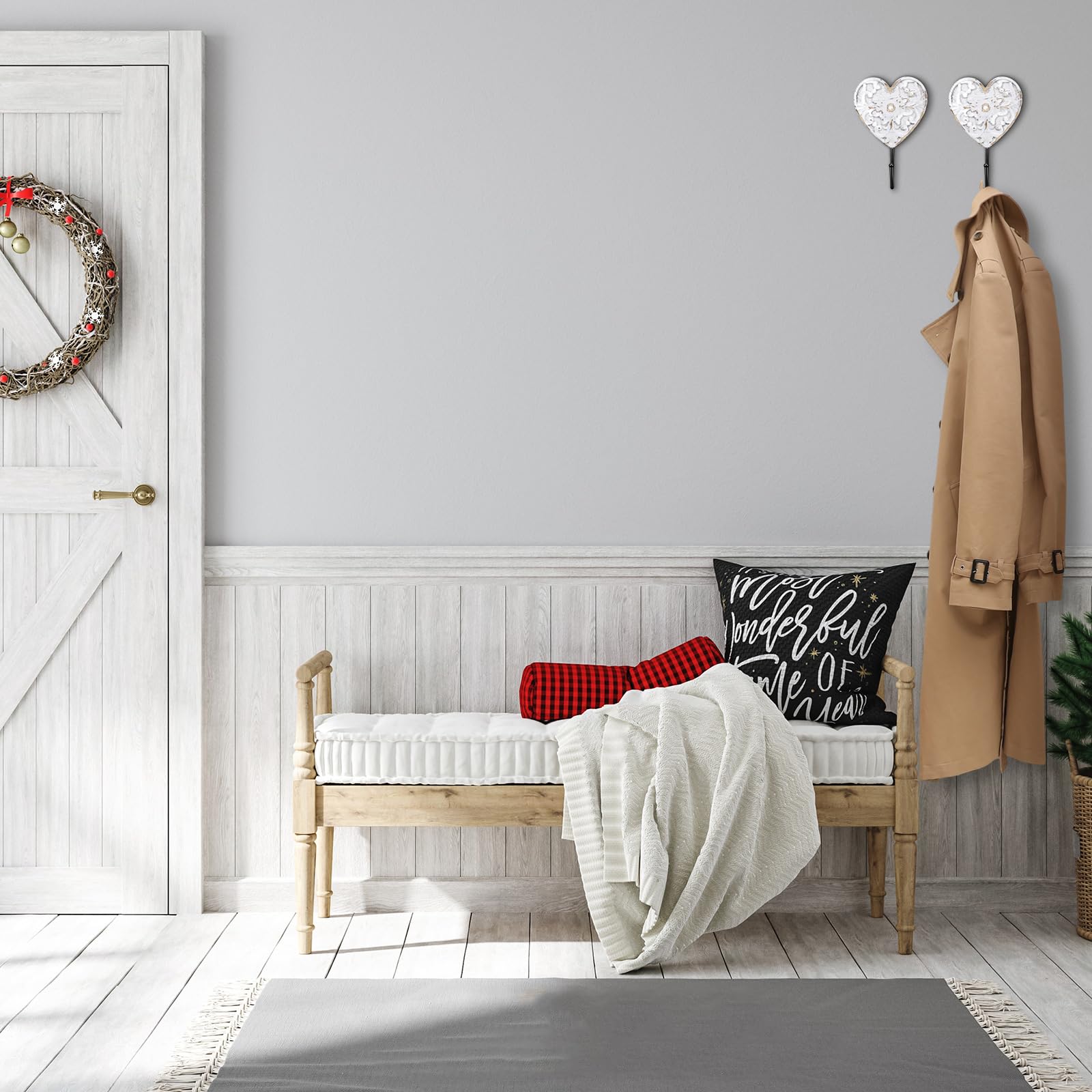 The Olde Farmhouse 壁掛けフック ホワイト　セレクト6点 Amazon.co.jp: ファームハウスコートフック3個 ウォールフック 装飾