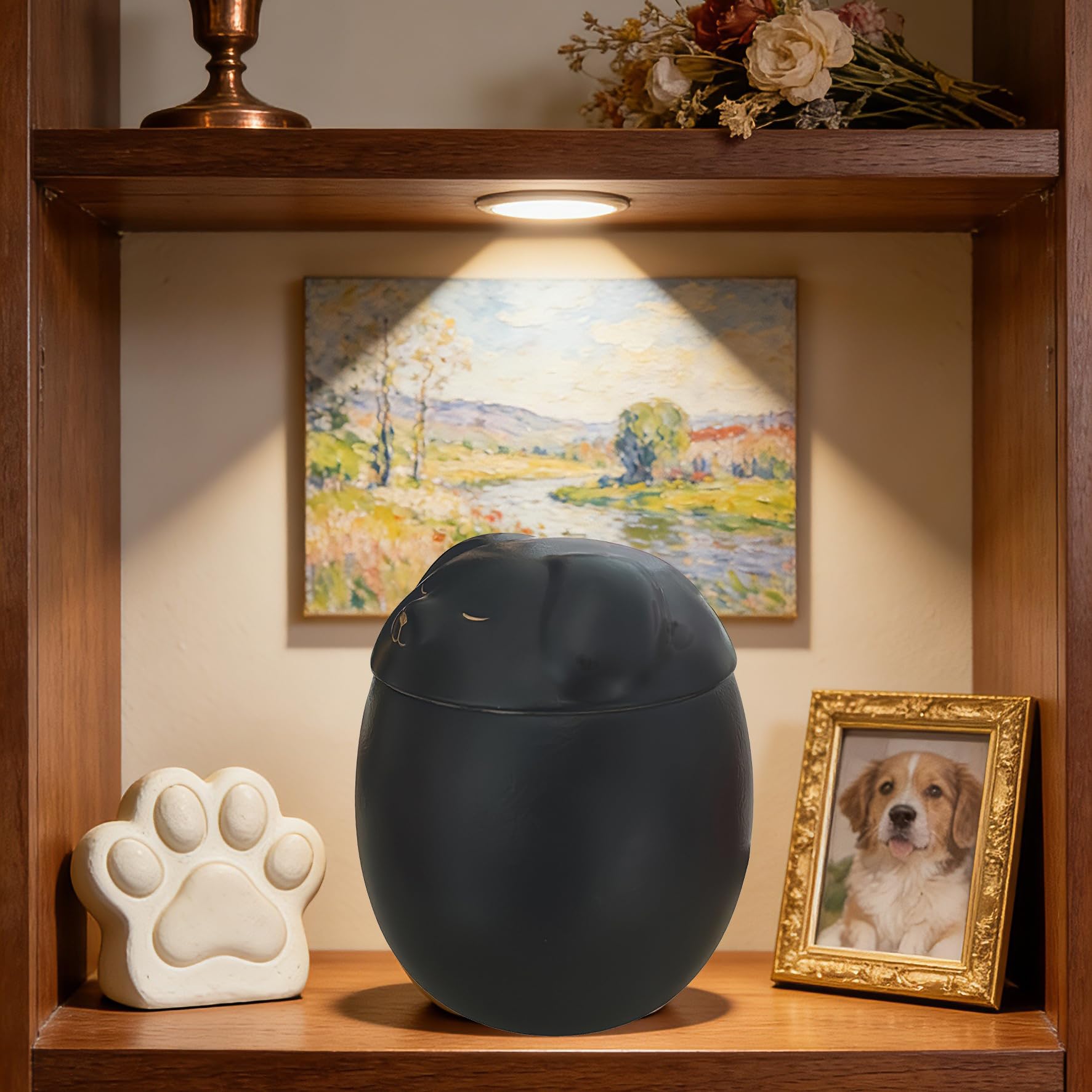 Generisch Hundeurne, ≤10kg Haustierurnen für Hunde, Haustiereinäscherung, Hundeurnen für Asche, Urnen für Hundeasche (Schwarz, Klein Geeignete Asche ≤10kg (Keine Knochen) SH