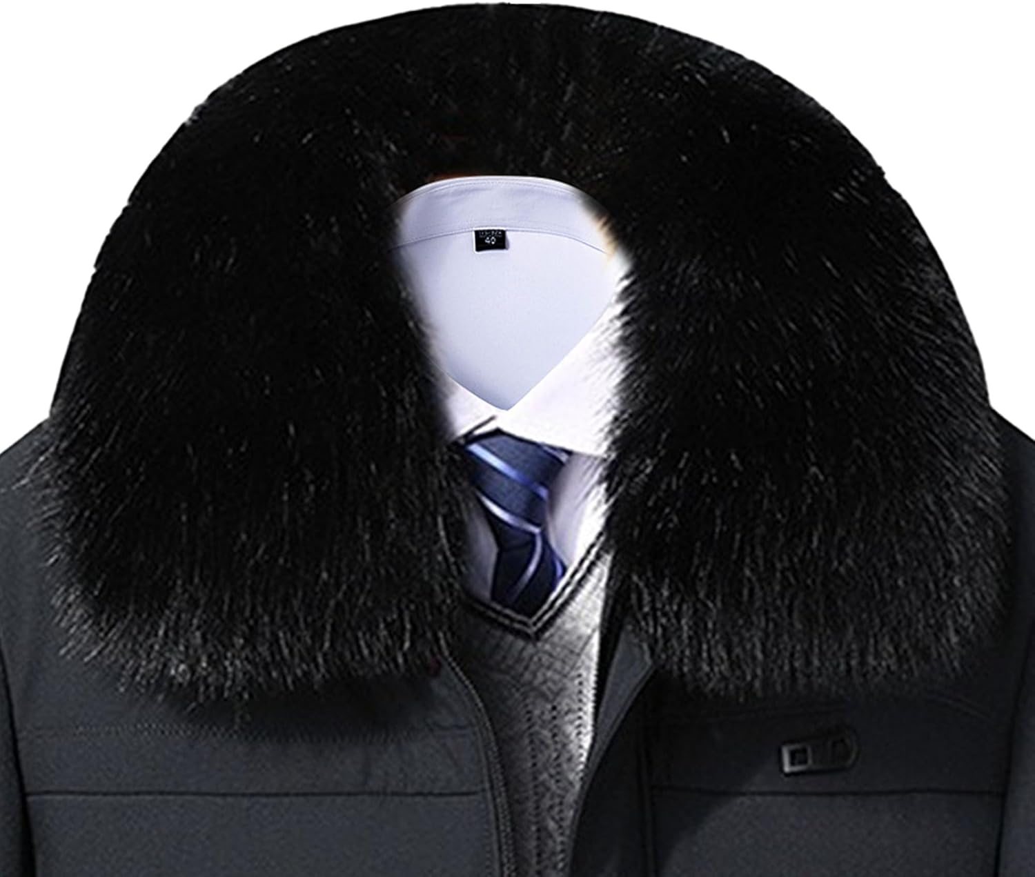 DGHM-JLMY Men's Winter Warm Coats Puffer Jacket Faux Fur Collar Cotton Padded Jackets Thicken Fleece Lined Overcoat Coat
