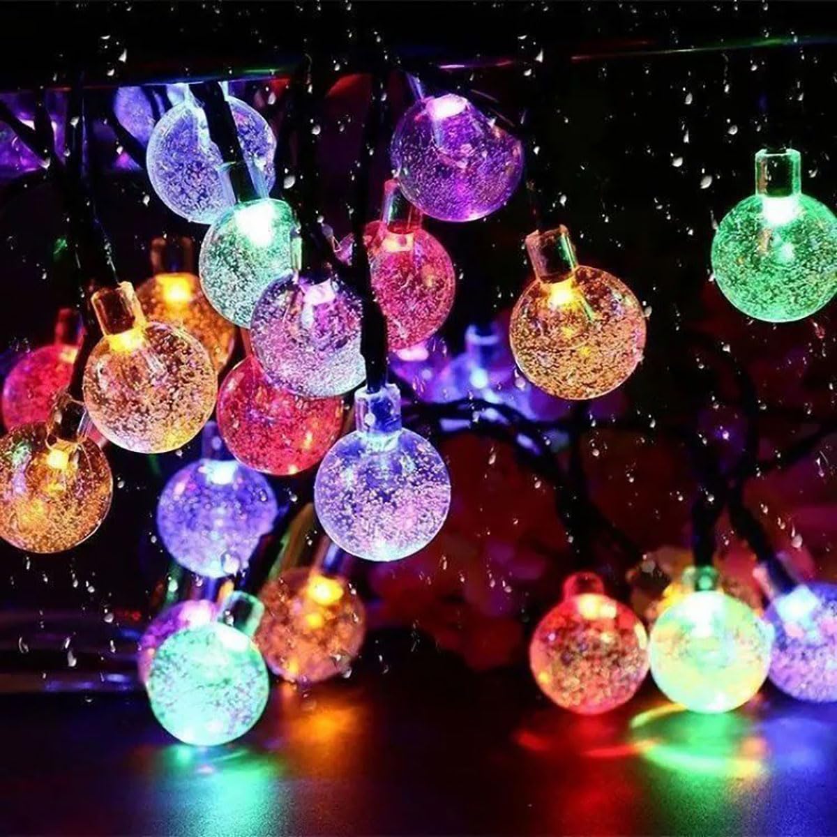 Guirnalda de luces solares para exteriores, 100 luces LED de globo de cristal de 40 pies con 8 modos de iluminación, luz solar impermeable para patio, jardín, porche, boda, fiesta, decoración