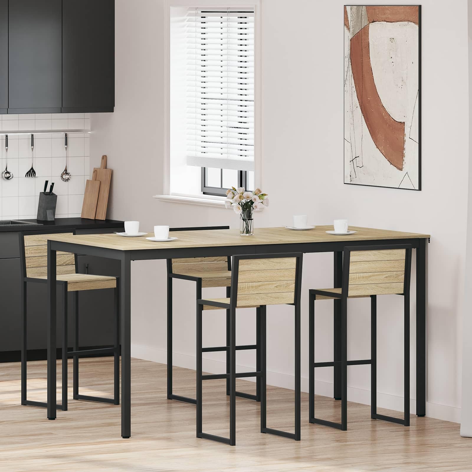 Table à manger en bois solide spacieuse pour en finir avec le manque de place