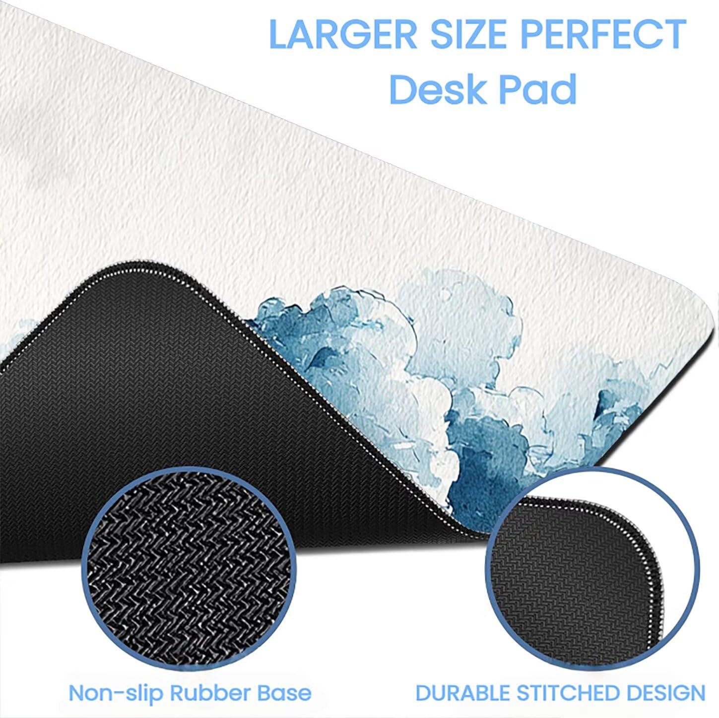 Lpfieonn Einfach Großes Schreibtischunterlage, XXL Schreibtischunterlagen, Blau XXL Wasserdicht Gaming Mousepad mit Vernähter Rand und Rutschfeste Gummibasis, für Laptop/Hause/Büro 120x60cm PF-2979