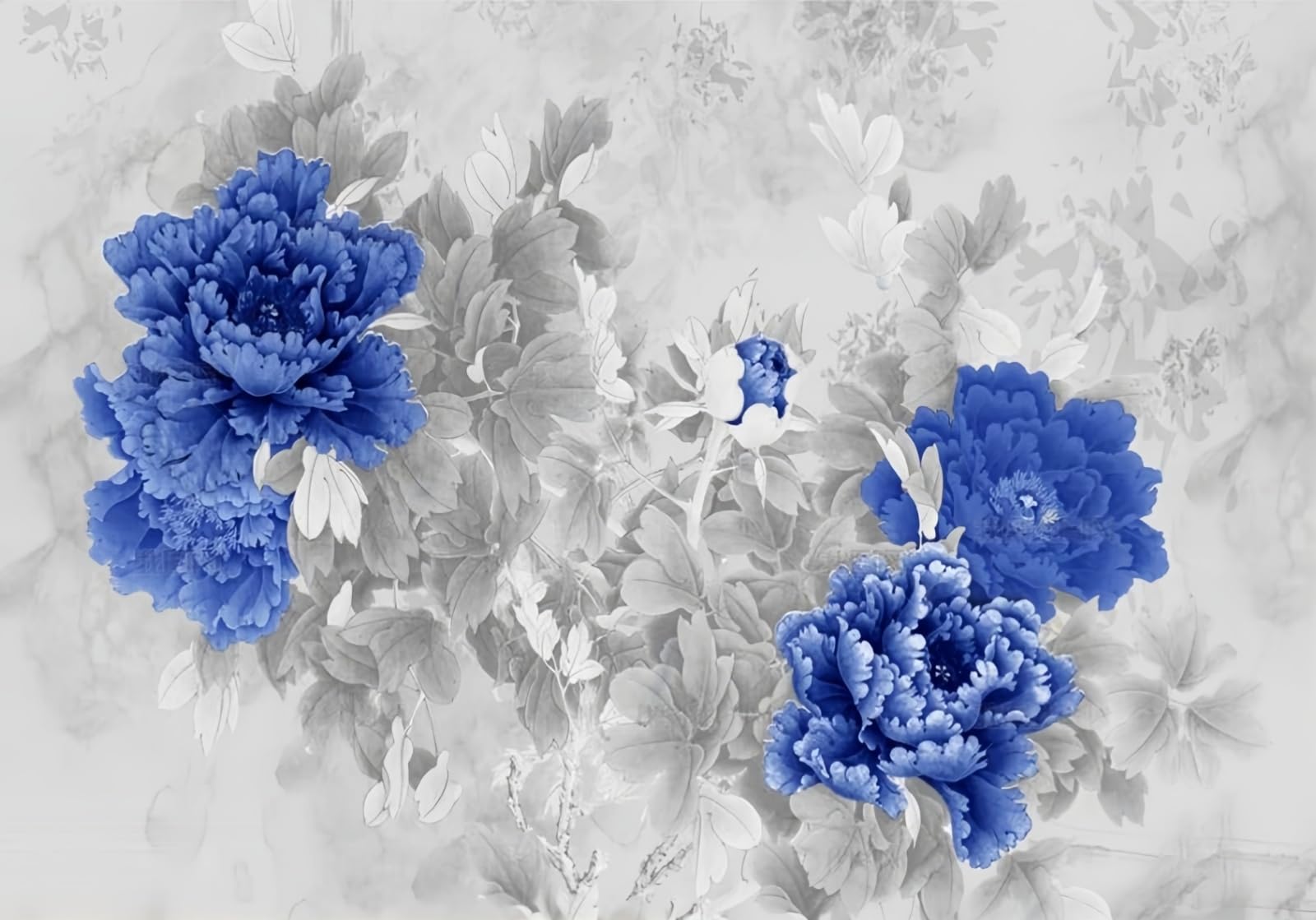 Gdkldfg Blue Flowers Art Zen Wallpaper,Non-Woven Poster,Wall Mural For Living Room Bedroom Feature Wall Decoration 400X280cm