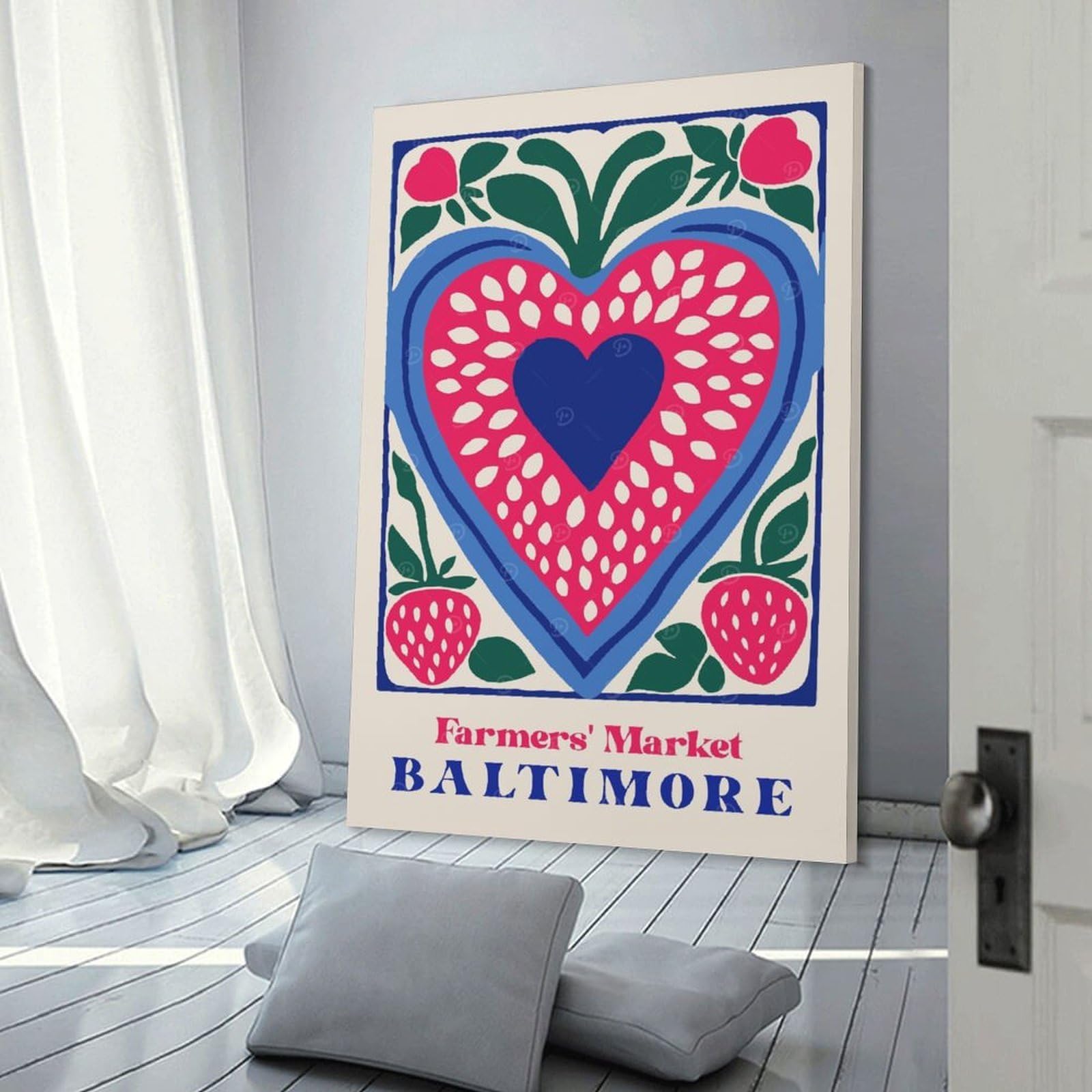 Junmoney Farmers Market Baltimore Decorative Canvas Print, 12x18inch(30x45cm), for Hallway, Entryway Or Landing, Home Artwork for First Impressions