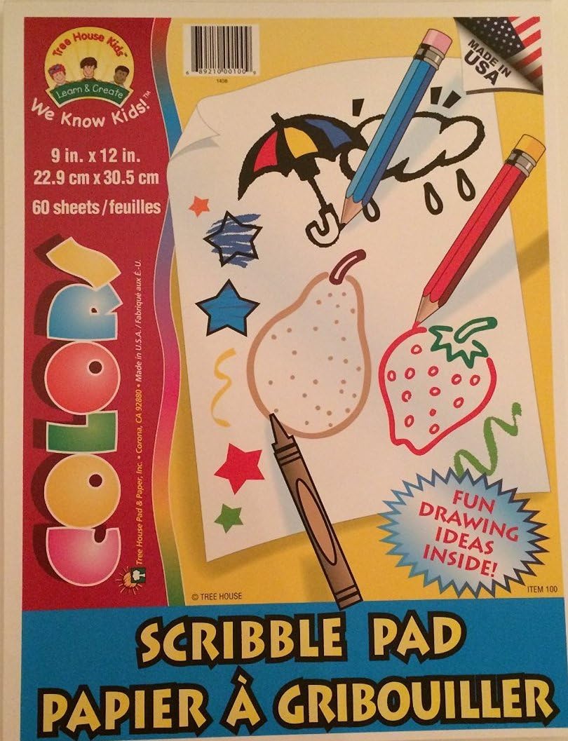 Tree House Kids Scribble Pad, 60 Sheets, 9" x 12" Paper (Pack of 3)