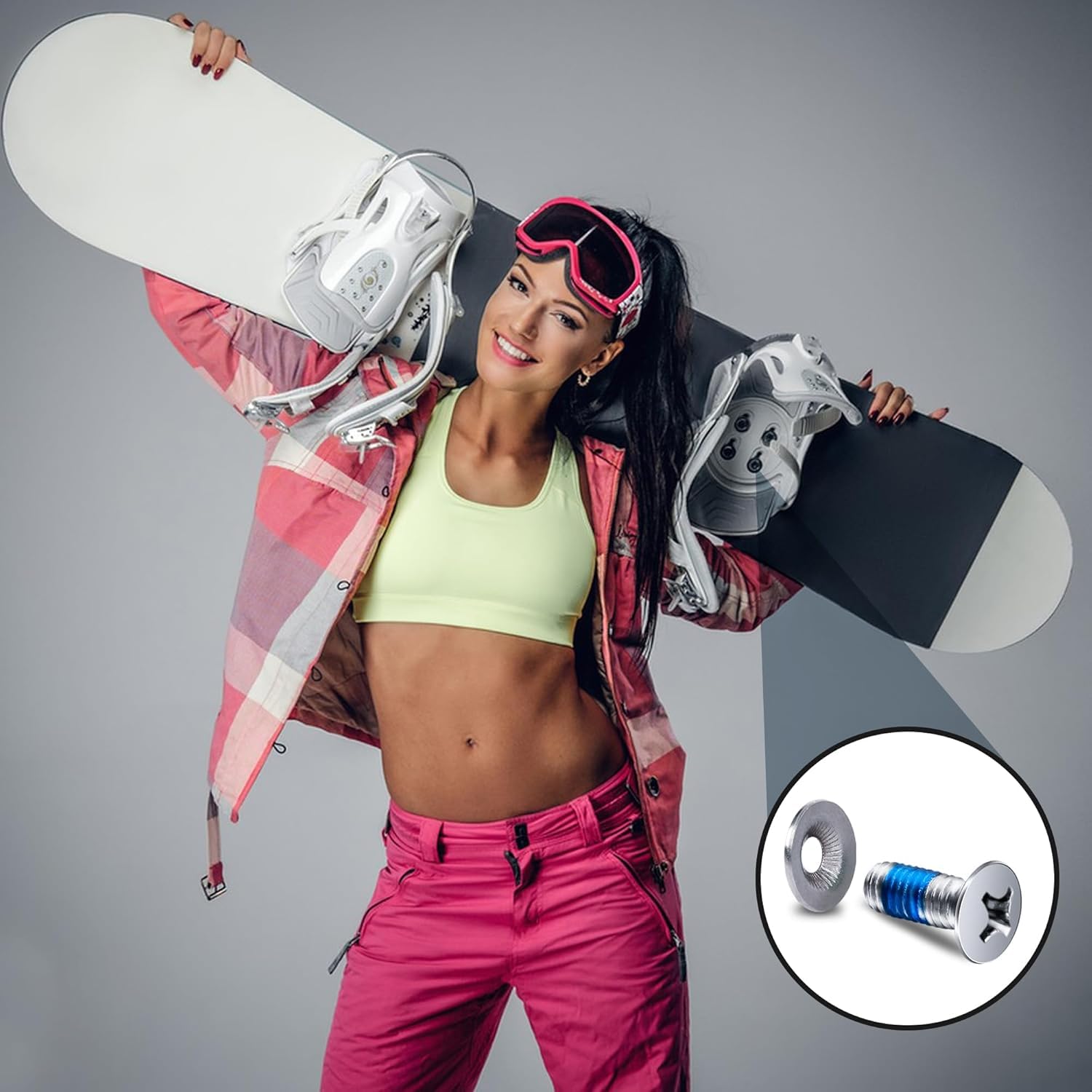 Lot de 32 vis de fixation pour snowboard (16 vis, 16 rondelles) pour fixations de snowboard