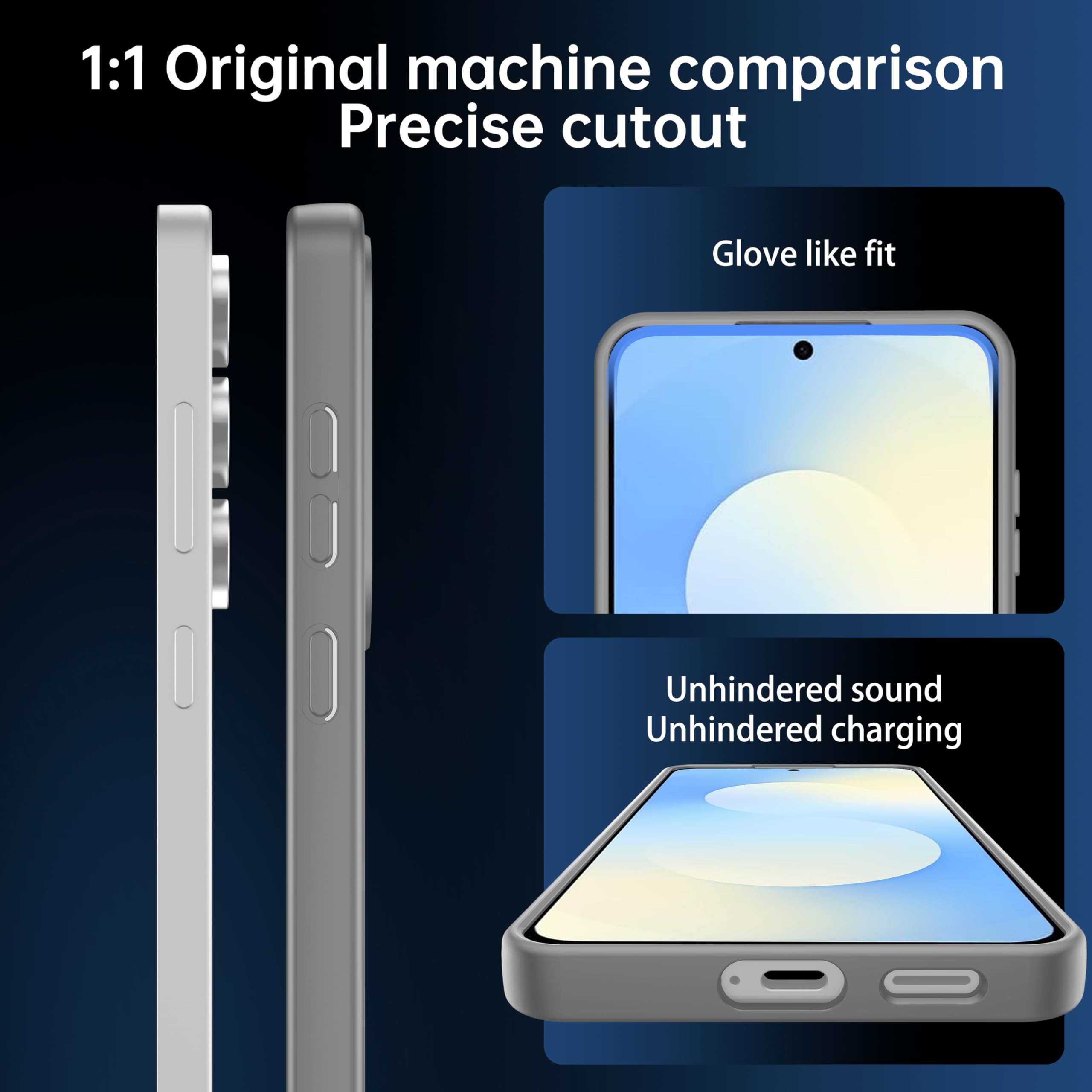 FLLAO Cover Compatibile con Samsung Galaxy S25 FE 5G con 2 Vetro Temperato, [Della Fotocamera Protezione] Anticaduta Antiurto Anti-Graffio Hard PC Custodia Grigio