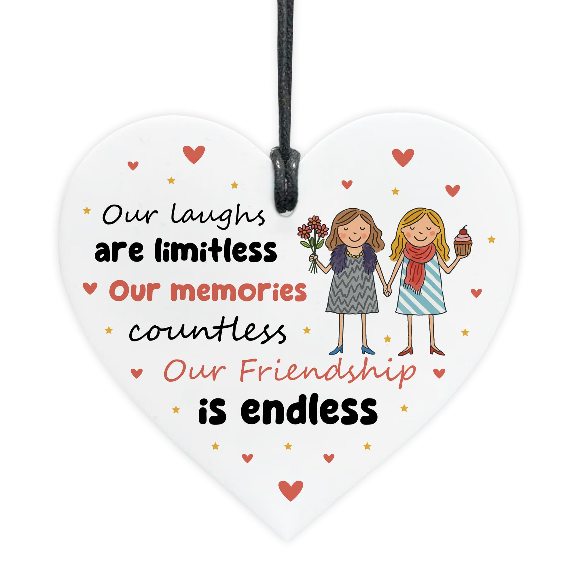 Red Ocean Friendship Plaque For Birthday Acrylic Heart Plaque Friendship For Women Best Friend Novelty Best Friend Birthday BFF Keepsake