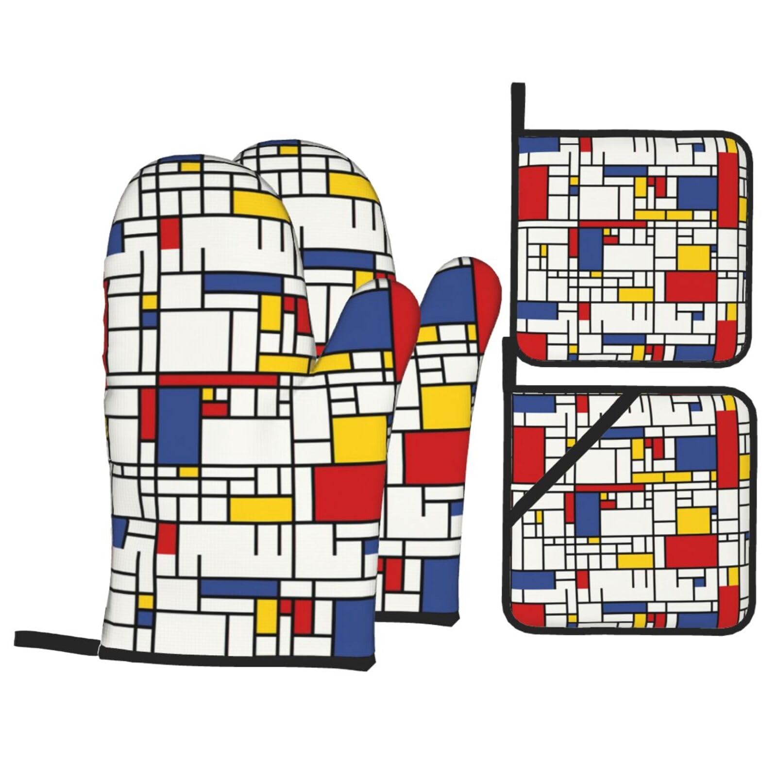 Ensemble de cuisson isolée motif abstrait 4 pièces pour four et barbecue