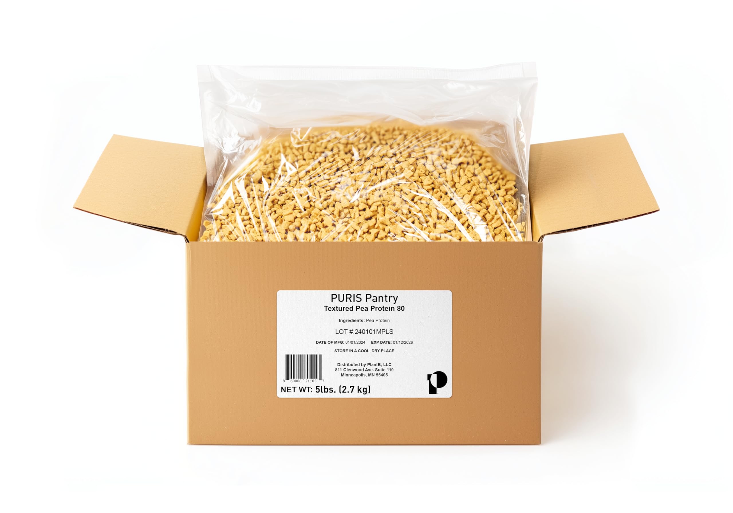 PURIS Pantry Textured Pea Protein, Unflavored Meatless Vegetable Crumbles, Equals 15 lbs Ground Beef, Soy Free, Shelf-Stable, Gluten Free, 21g of Protein, Plant-Based Vegan Meat Substitute, 5 LB Bag