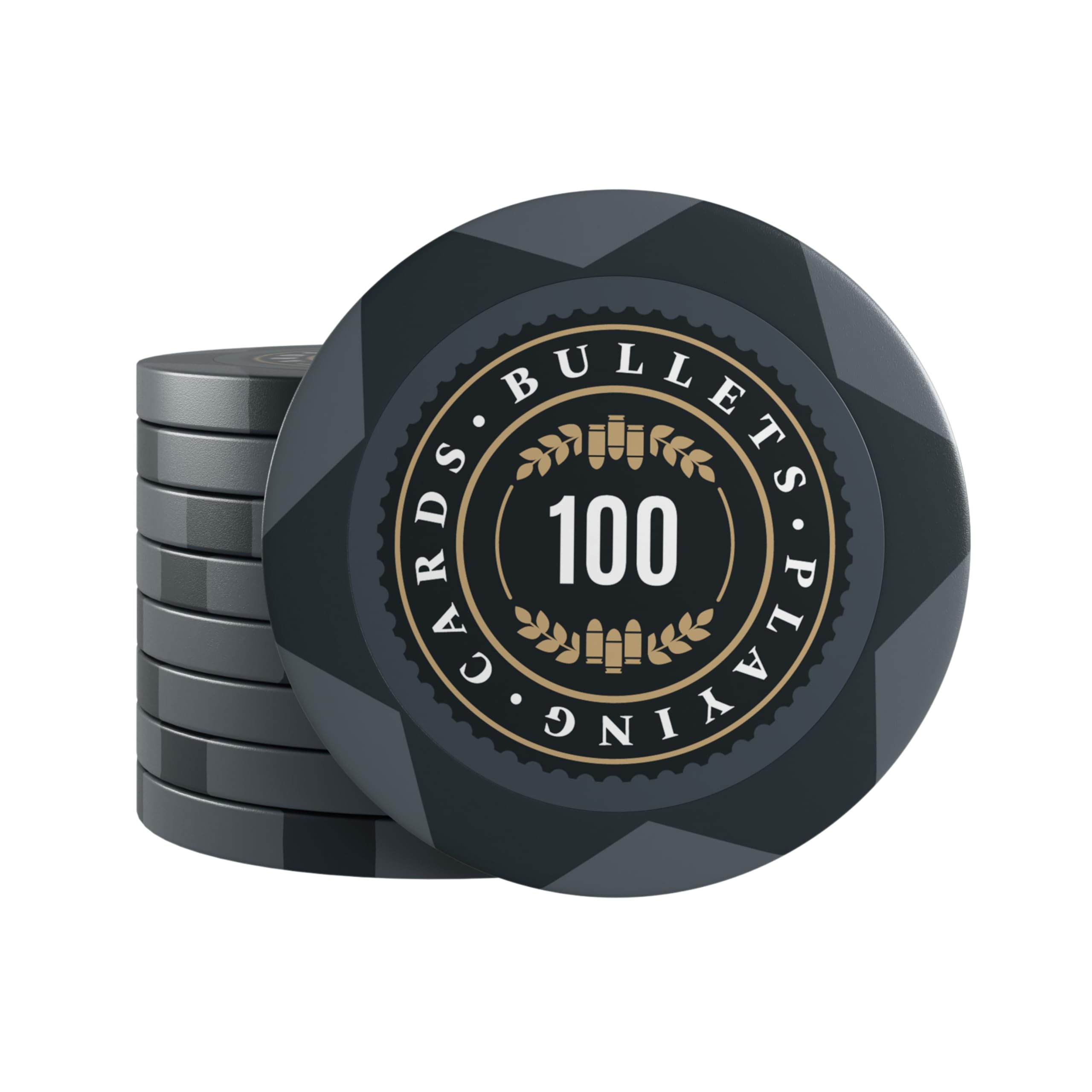 Bullets Playing Cards, 25 x Clay Poker Chips Adriana for Poker Set, Various Values, 4 cm Diameter, Weight 14 g (Pack of 100)