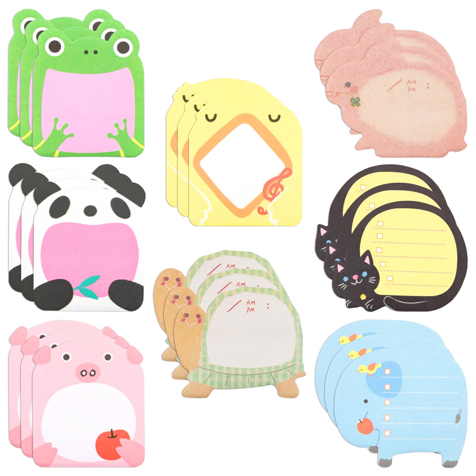 NEUTYPECHIC Pack of 24 Sticky Notes Funny with 8 Animals to Choose from, 8 x 5.4 cm Sticky Notes for Children, Students