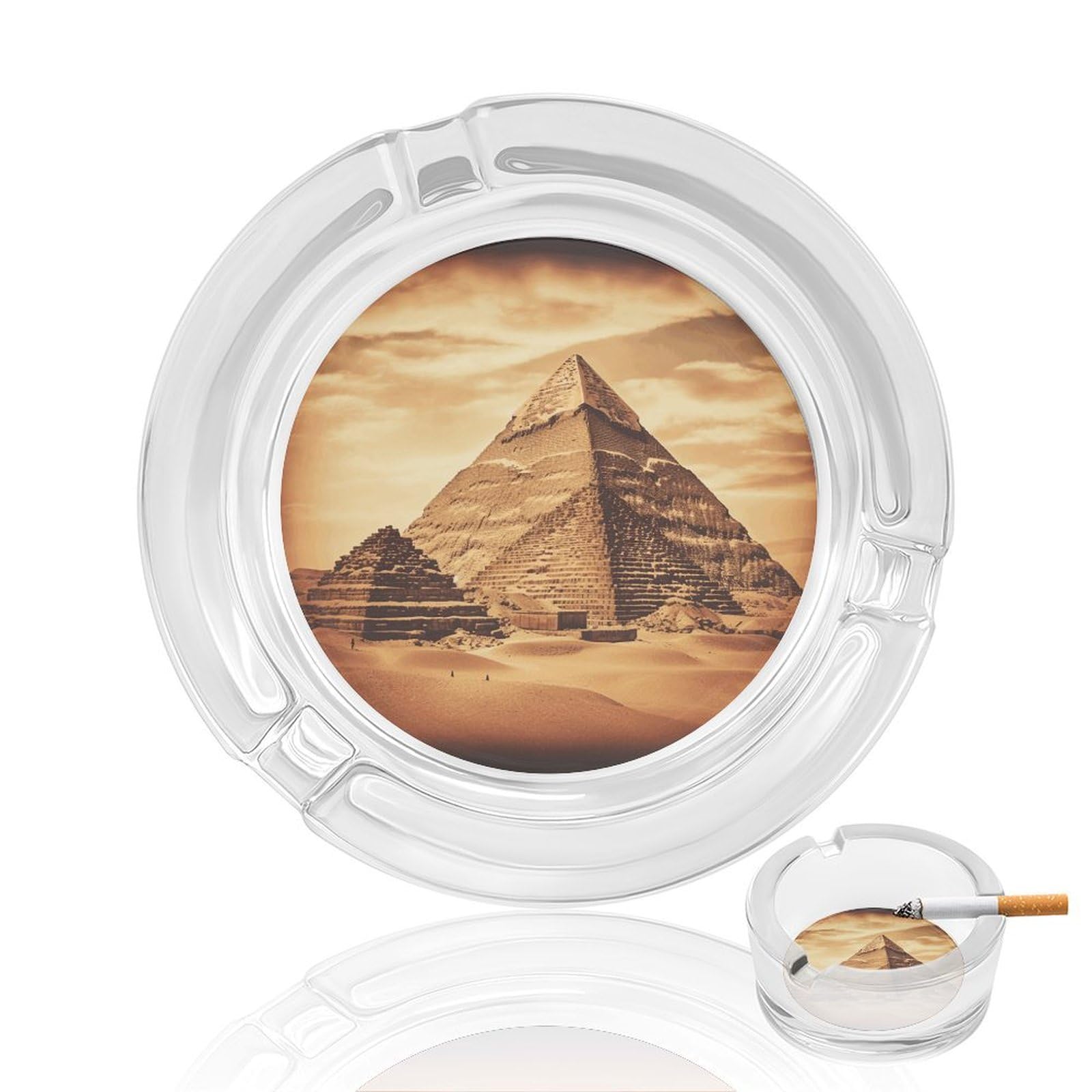 Vintage Great Egyptian Pyramid Ashtray, Modern Crystal Glass Ash Tray Cigarettes Ashtray Holder Home Office Desktop Tabletop Decoration,Crystal Clear (4.8")