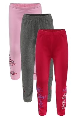 TotzTouch Girls Pant | Leggings | Trouser | Lowers |Pyjamas Cotton Stylish Print Near Ankle Pack of 3 Age 4-5 Years, Mul