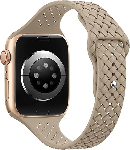 OHOTLOVE Correas delgadas de silicona compatibles con Apple Watch Band 1.496 in 1.575 in 1.614 in 1.654 in 1.732 in 1.772 in 1.929 in, correa