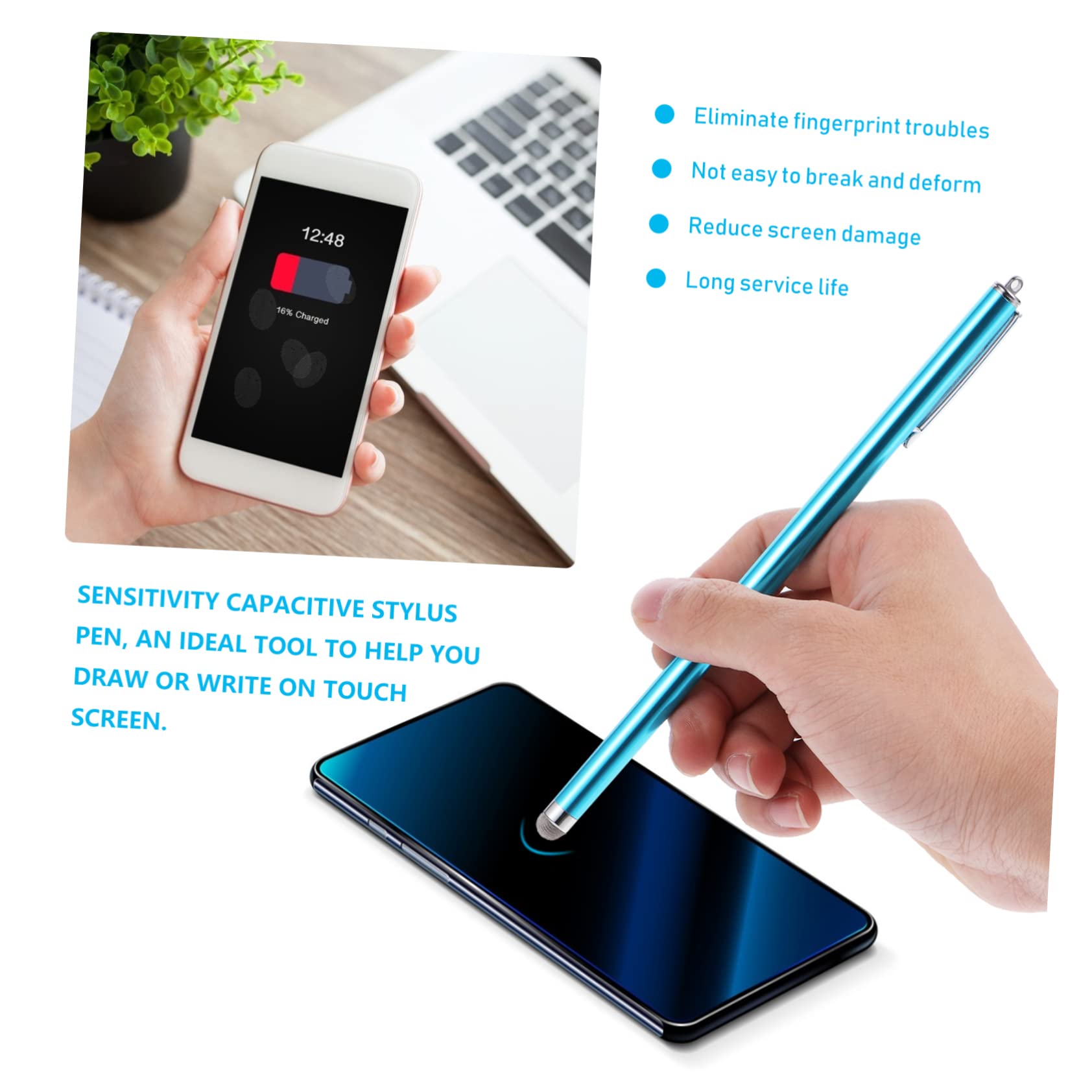 jojofuny 18piezas Lápiz Capacitivo para Pantallas Táctiles Stylus Pen para Teléfonos y Tabletas Reemplazable Diseño