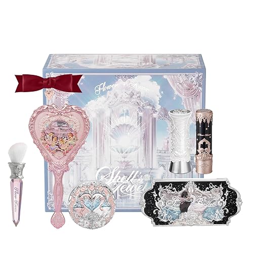 Flower Knows Swan Ballet Halloween 8-Piece Makeup Gift Box Set,Matte Lipstick + Shine Lipstick + Blush+ Eyeshadow Palette + Hand Mirror + Hair Clip + Blush Brush +Gift Box,Gift for Women & Girls - 09 Nocturne Noir